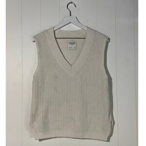 Abercrombie & Fitch V-Neck Sweater Vest Ribbed Knit Soft Cream Knit Small